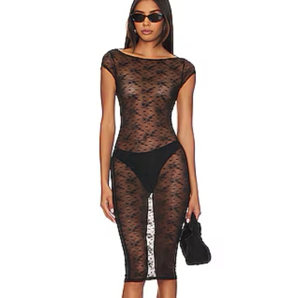 Revolve laila Sheer Midi Dress in Black
